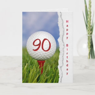 Carte balle de golf en tee pour 90e anniversaire