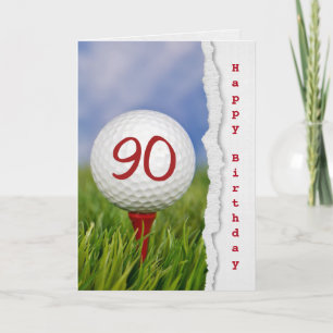 Carte balle de golf en tee pour 90e anniversaire