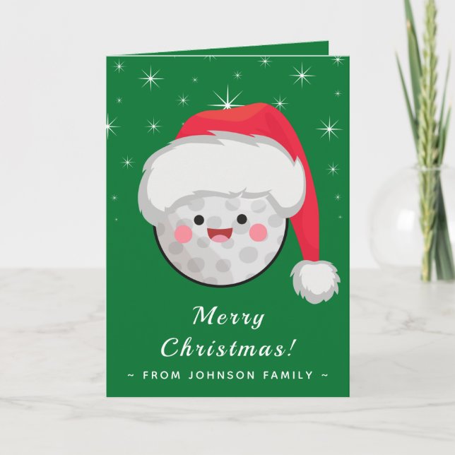 Carte Balle de Golf Mignonne Kawaii Thème de Noël Golfiq (Devant)