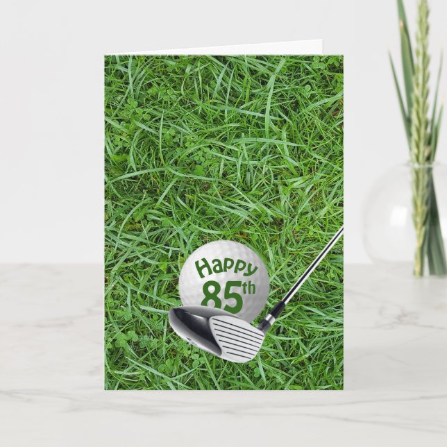 Carte Balle de golf pour 85e anniversaire sur l'herbe (Devant)