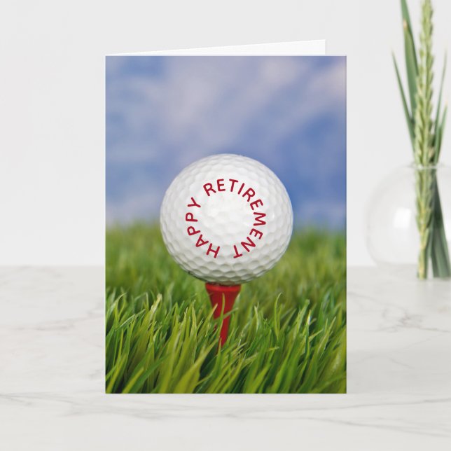 Carte Balle de golf pour la retraite sur un Tee rouge (Devant)