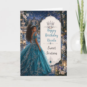 Carte Balle de princesse Sweet 16 bleu sarcelle