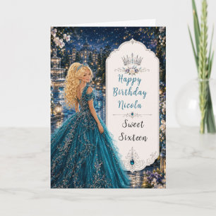 Carte Balle de princesse Sweet 16 bleu sarcelle