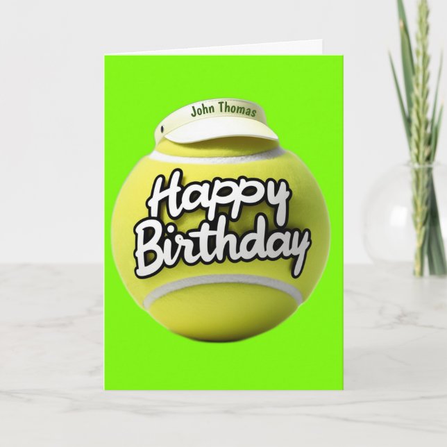 Carte balle de tennis avec heureux anniversaire portant  (Devant)