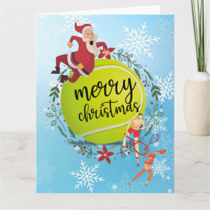Carte Balle de tennis derrière le Père Noël Joyeux Noël 