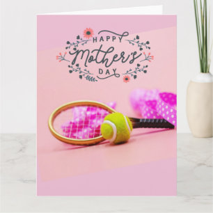 Carte Balle de tennis sur fond rose pour la fête des mèr