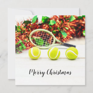 Carte Balle et raquette de tennis avec décoration de Noë