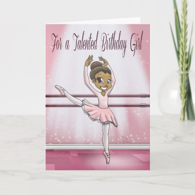 Carte Ballerina afro-américaine mignonne anniversaire (Devant)