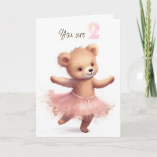 Carte Ballerina Bear pour le 2ème anniversaire