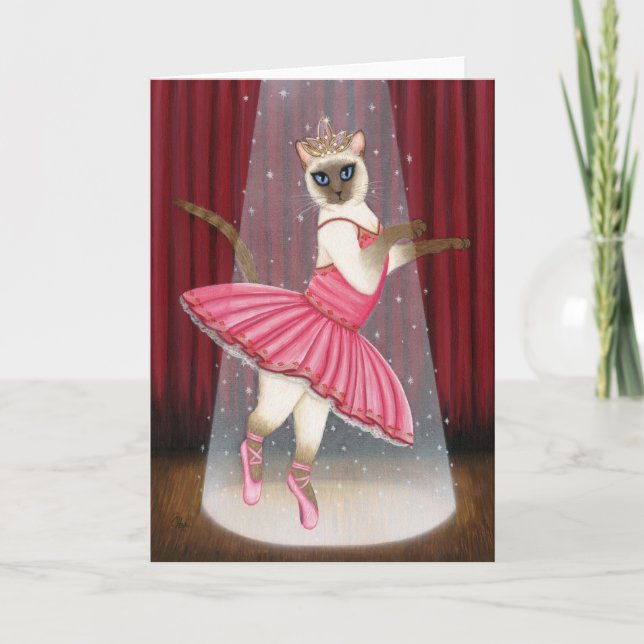 Carte Ballerina Chat Chocolate Point Siamese Voiture de  (Devant)