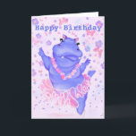 Carte Ballerina Hippo Funny Birthday Card<br><div class="desc">Cartes d'Anniversaire amusantes avec Ballerina Hippo Joyeux Danseur de Ballet - Peinture MIGNED - Personnalisable</div>