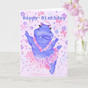 Carte Ballerina Hippo Funny Birthday Card