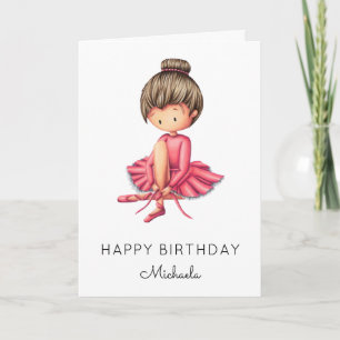 Carte Ballerina minimaliste rose Tutu fille Anniversaire