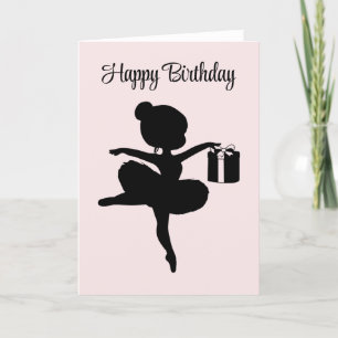 Carte Ballerina personnalisée tenant un cadeau Anniversa