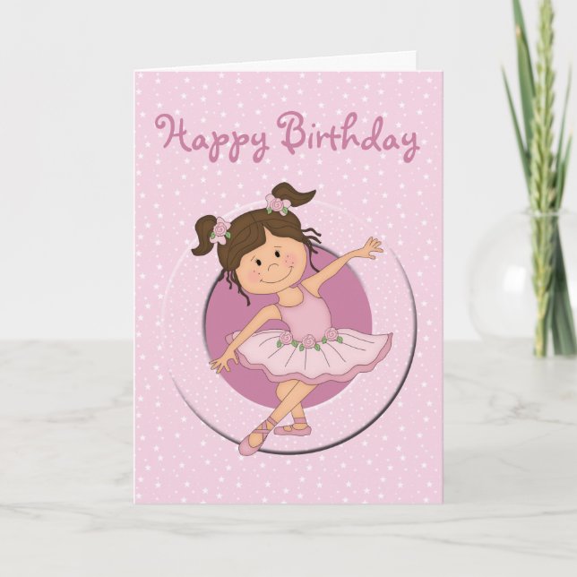 Carte Ballerina rose mignonne 2 Joyeux anniversaire (Devant)
