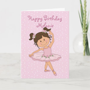 Carte Ballerina rose mignonne 4 Anniversaire