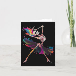 Carte Ballerine Arc-en-Ciel de squelette Halloween