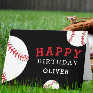 Carte Balles de Baseball Sports Noir Joyeux Anniversaire