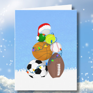 Carte Balles de sport de Noël empilées comme un arbre de