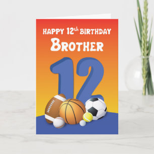 Carte Balles de sport du frère 12e anniversaire