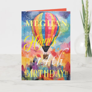 Carte Ballon à Air Chaud Aquarelle Classique Joyeux Anni