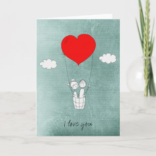 Carte Ballon à air chaud de l'amour du cœur