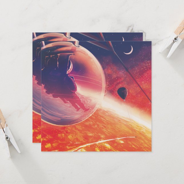 Carte Ballon à air chaud extrême sur paysage volcanique (Devant/Arrière en situation)