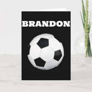 Carte Ballon de Football Garçons Noir Élégant Nom Person