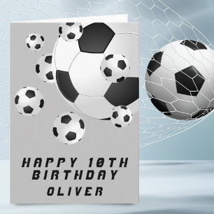 Carte Ballon de Football Gris Garçon Joyeux Anniversaire