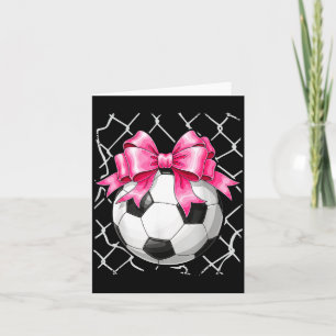 Carte Ballon de football rose nœud coquet ruban délicat