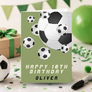 Carte Ballon de Football Vert Enfants Garçon Joyeux Anni