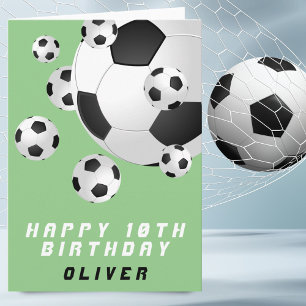 Carte Ballon de Football Vert Enfants Garçon Joyeux Anni