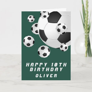 Carte Ballon de football vert garçon joyeux anniversaire