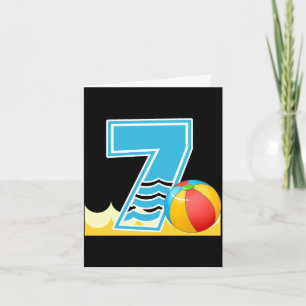 Carte Ballon de plage 7e anniversaire fête de piscine 7 