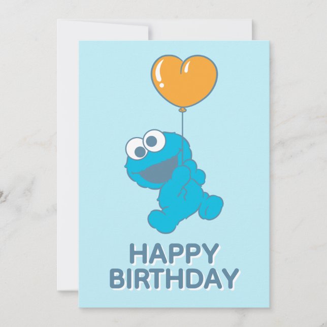 Carte Ballon en forme de cœur de Monstre de Cookie (Devant)