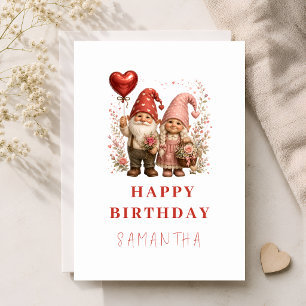 Carte Ballon en forme de cœur floral rose Anniversaire p