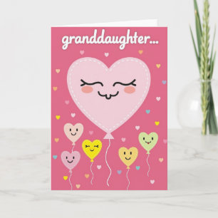 Carte ballon en forme de cœur pour petite-fille