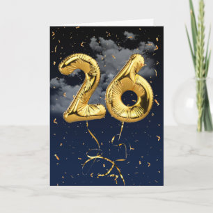 Carte Ballon en Mylar doré pour 26e anniversaire et cart