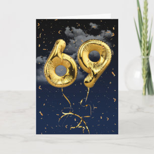 Carte Ballon en Mylar doré pour 69e anniversaire et cart