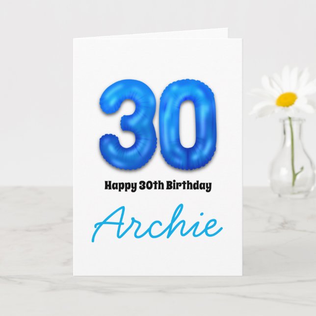 Carte ballon numéro d'anniversaire 30 personnalisé (Petite plante)