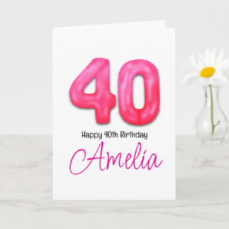 Carte ballon numéro d'anniversaire 40 personnalisé
