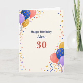 Carte Ballon personnalisé avec nom et âge pour anniversa
