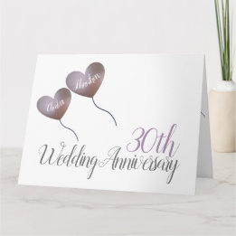 Carte Ballon pourpre du 30e anniversaire de la Mariage P