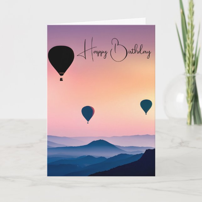 Carte Ballons À Air Chaud Dans Mist Mist Anniversaire (Devant)