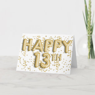 Carte Ballons à huile d'or Joyeux 13e anniversaire