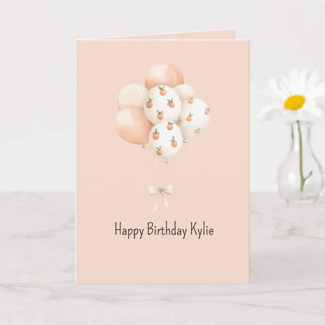 Carte Ballons Anniversaire Pêche Douce   (Petite plante)