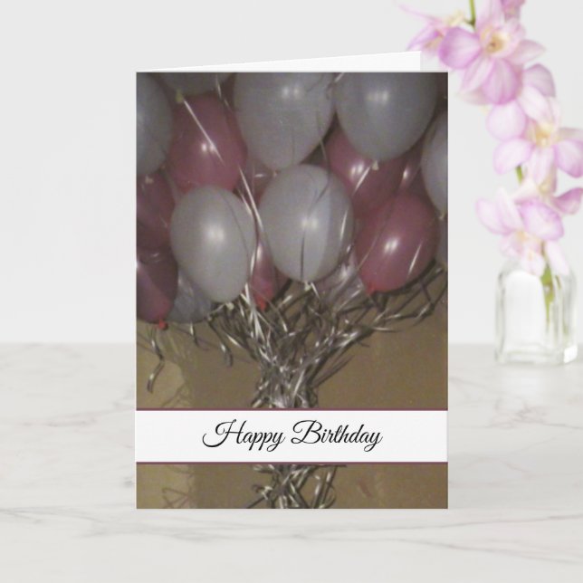 Carte Ballons Anniversaire Rose Blanc (Orchidée)