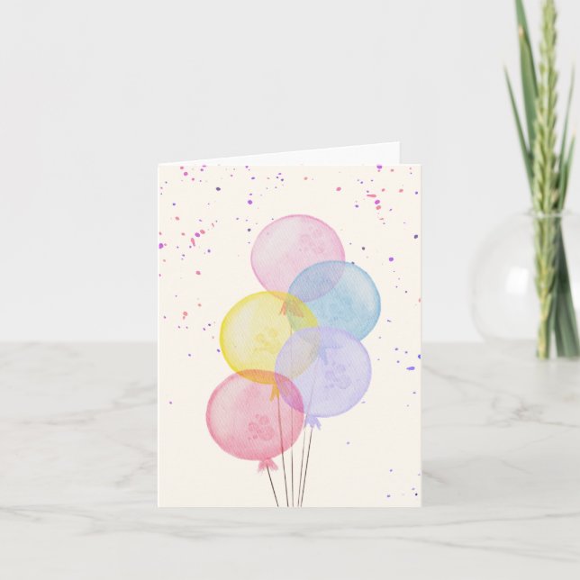 Carte Ballons Aquarelle couleur pastel (Devant)