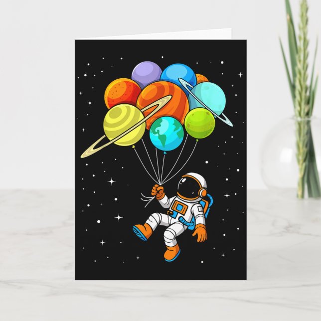 Carte Ballons Astronaute Planète Système Solaire Espace  (Devant)