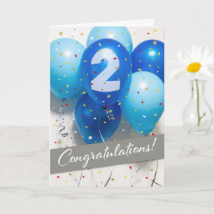 Carte Ballons Bleus pour le 2e anniversaire de l'e